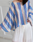 Boho-Häkelbluse mit Trompetenärmeln, 4 Farben