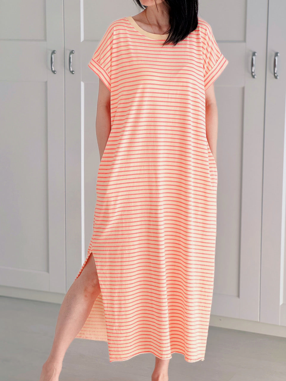 T-Shirt-Kleid, Streifen, 4 Farben