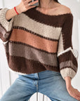 Pullover, Pastell, breite Streifen, Flauschi, 4 Farben