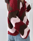 Strickjacke, Wellenstreifen, zu Binden, Flauschi, 2 Farben