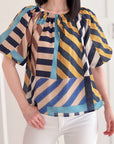 Bluse, Ballonärmel, moderne Streifen, 2 Farben