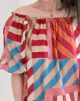 Bluse, Ballonärmel, moderne Streifen, 2 Farben