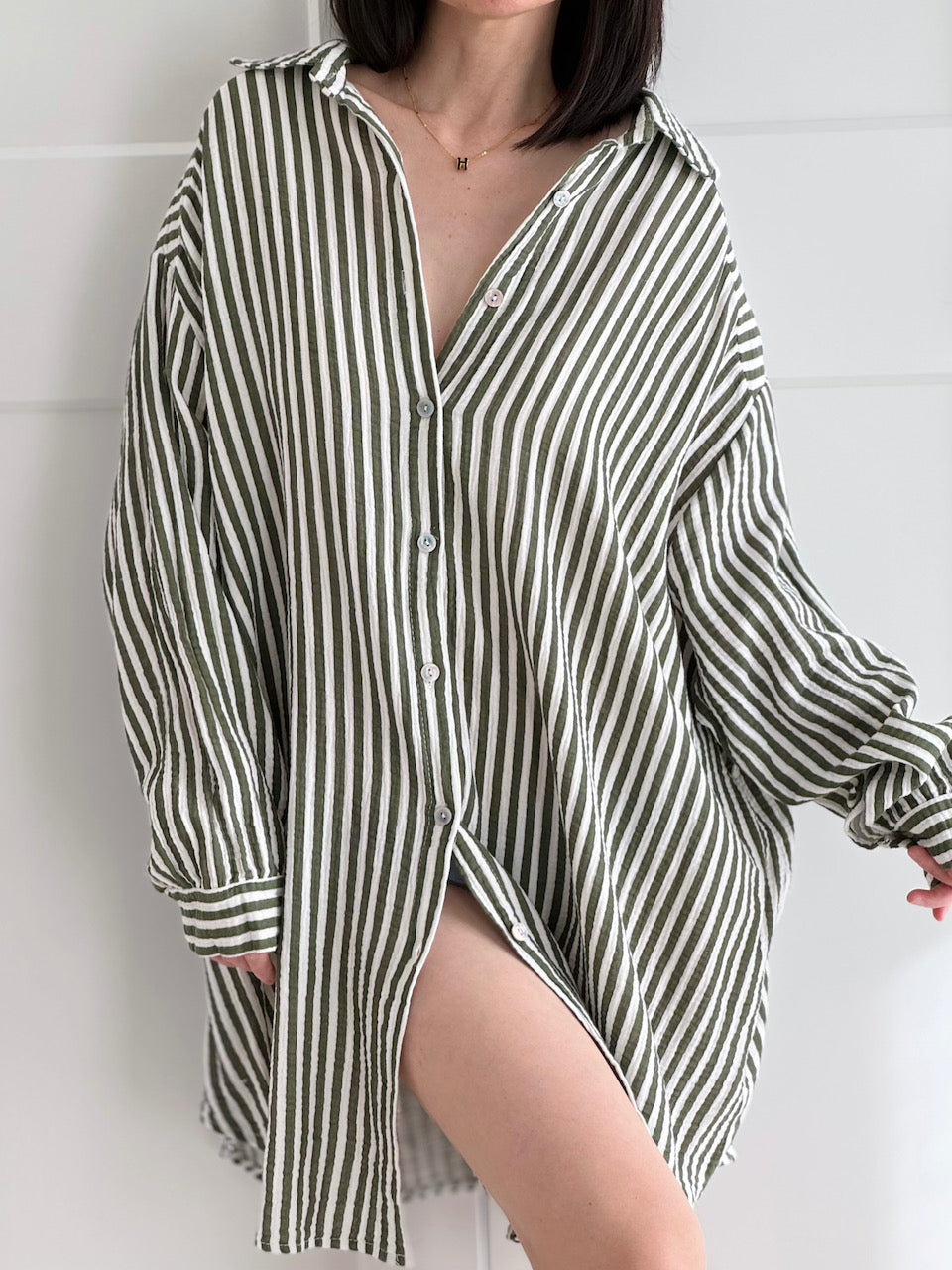 Musselin Bluse, Oversize, Streifen, 5 Farben