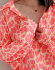Musselin Bluse, Oversize, Gelb-Leo