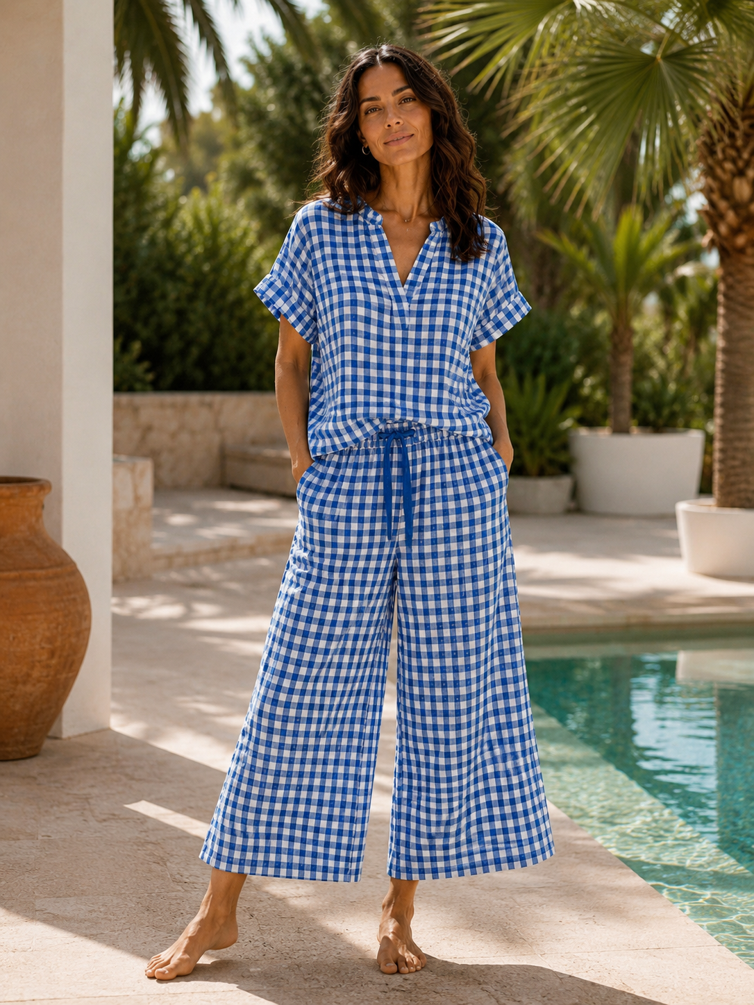 Sommerbluse, Karo, 3 Farben