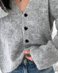 Strickjacke, Herzknöpfen, 2 Farben