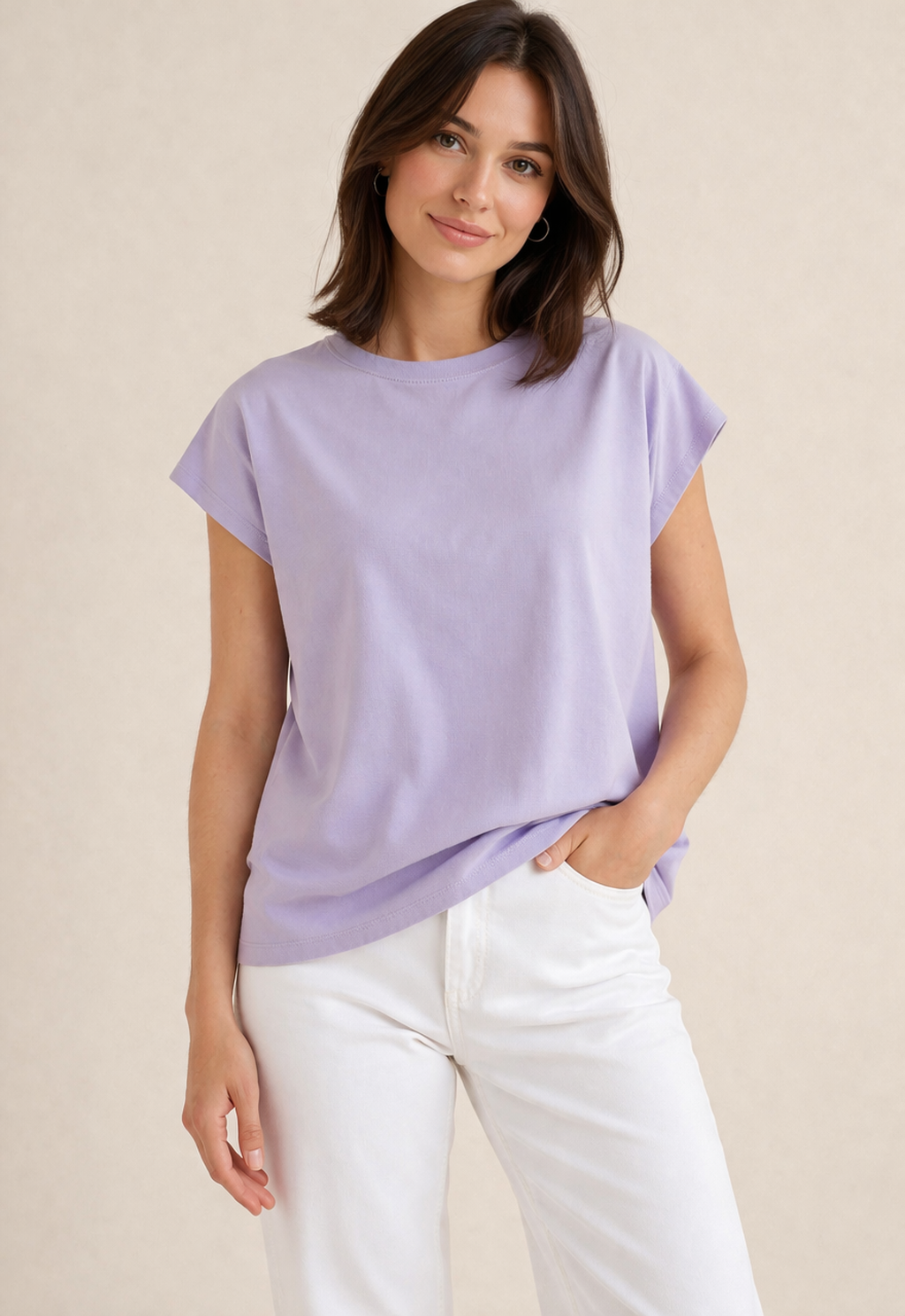 T-Shirt, Cap-Sleeves, Unifarbe, 4 Farben