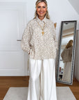 Musselin Bluse, Taupe-Leo