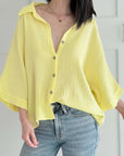 Musselin Bluse, 3/4-Ärmel, 11 Farben