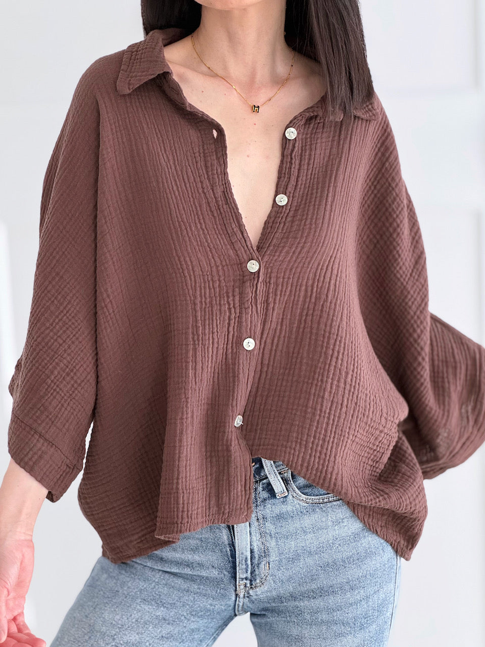 Musselin Bluse, 3/4-Ärmel, 11 Farben