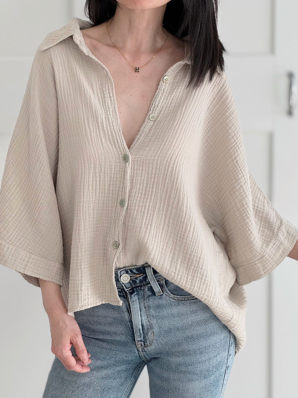 Musselin Bluse, 3/4-Ärmel, 11 Farben