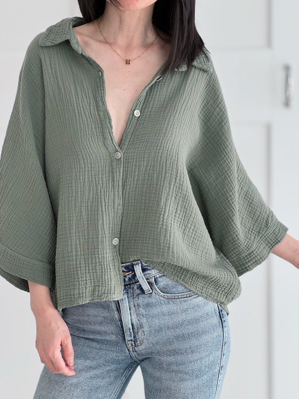Musselin Bluse, 3/4-Ärmel, 11 Farben