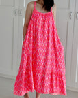 Musselin Sommerkleid, Palmblätter, 2 Farben