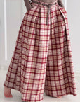 Karierte Wide-Leg-Hose, Bordeaux