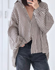Musselin Bluse, Streifen, Schoko