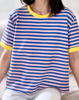 T-Shirt, Streifen, Farbkragen, 3 Farben