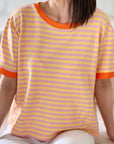 T-Shirt, Streifen, Farbkragen, 3 Farben