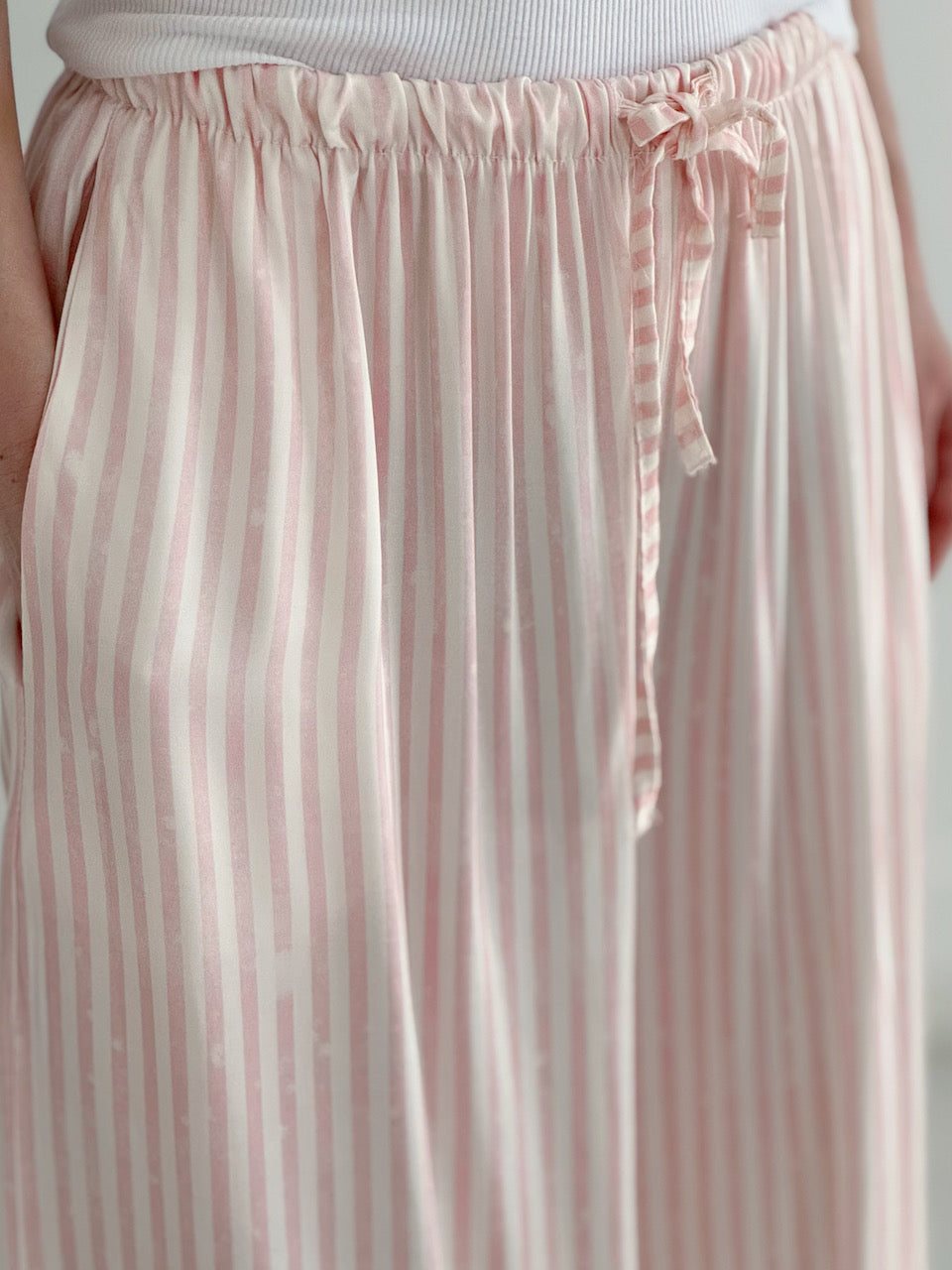 seidige Hose, Wide-Leg, Streifen, 3 Farben