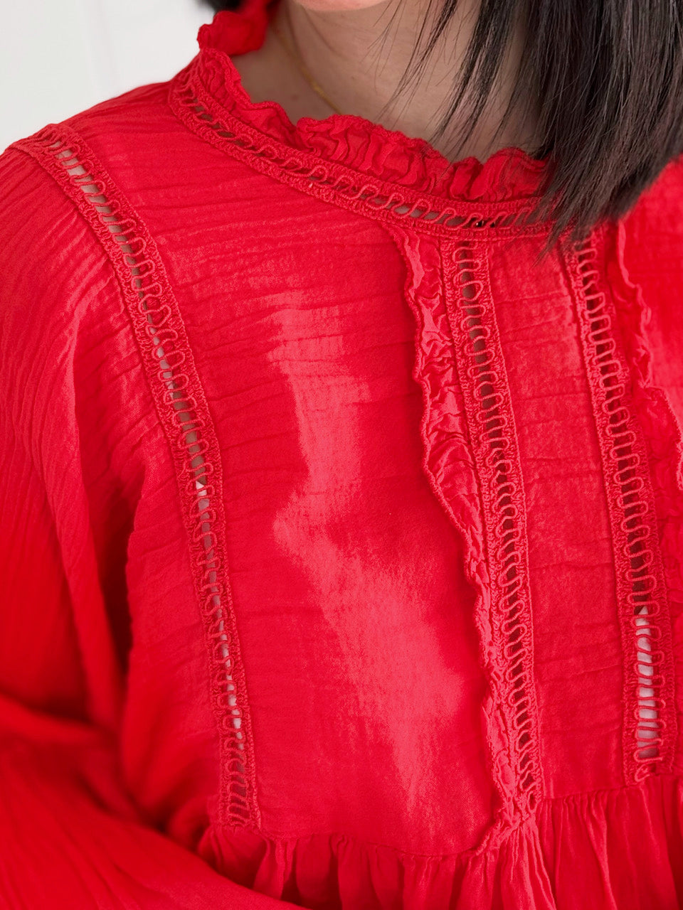 Rüschenbluse mit Volantarmeln, 3 Farben