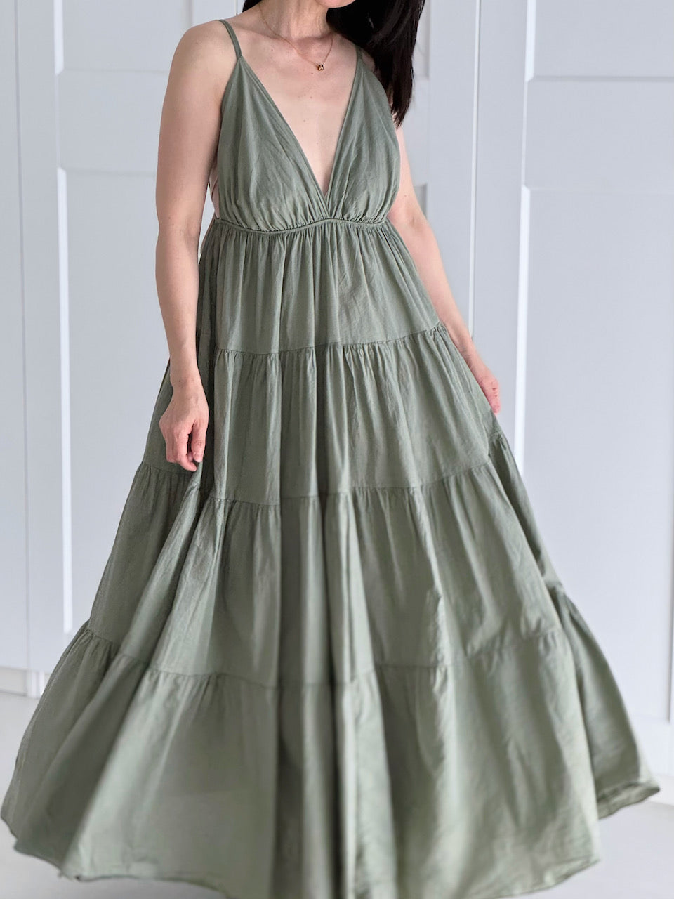 Sommer-Maxikleid, Volant, 3 Farben
