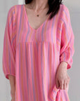 Musselin Kleid, Classic, Pink-Streifen