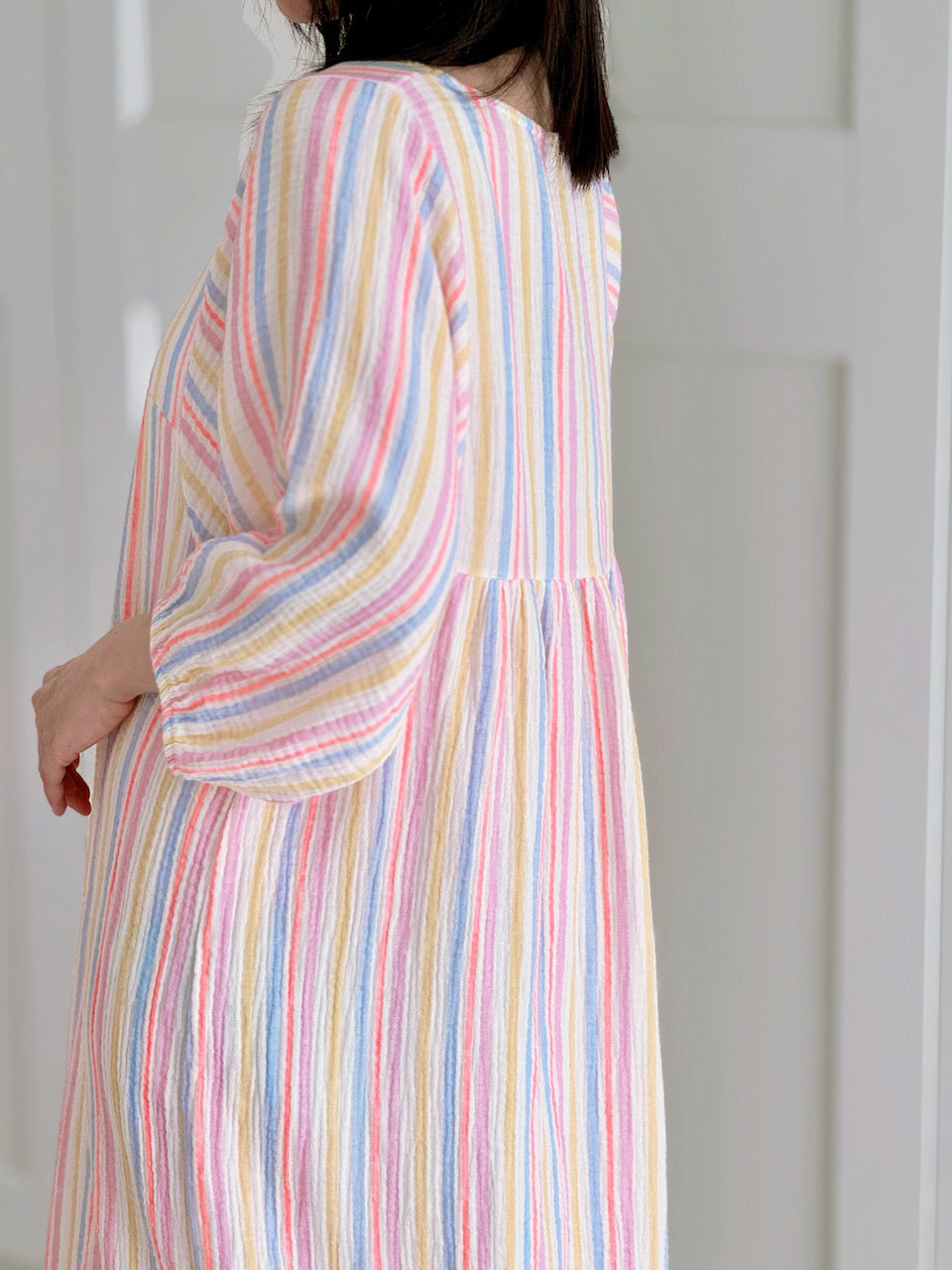 Musselin Kleid, Classic, bunte Streifen, 2 Farben