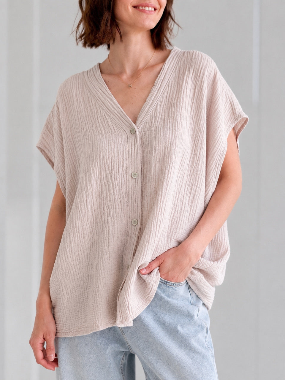 Musselin Weste, Beige