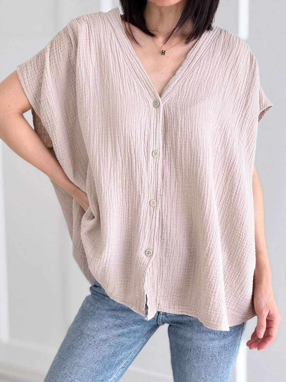 Musselin Weste, Beige