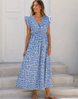 Musselin Kleid, rückenfrei, ärmellos, Wild-Leo, Blau