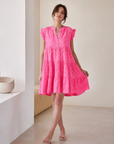 Musselin Tunika, Neon-Leo, Pink