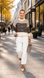 Strickjacke, Streifen, Volantbündchen, Cappuccino