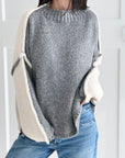 Pullover, Kontrastfarbe, Grau