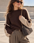 Pullover, Kontrastfarbe, Schoko