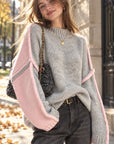 Pullover, Kontrastfarbe, Hellgrau