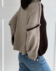 Pullover, Kontrastfarbe, Schoko