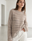 Häkelpullover, Beige