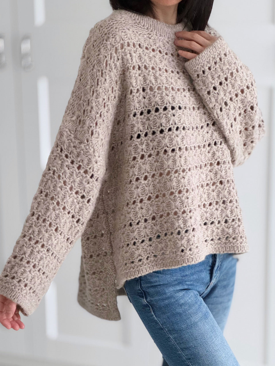 Häkelpullover, Beige
