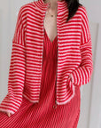 Strickjacke, Streifen, Rot