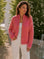 Strickjacke, Streifen, Rot