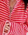 Strickjacke, Streifen, Rot
