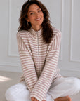 Strickjacke, Streifen, Beige