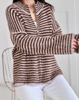 Strickjacke, Streifen, Schoko