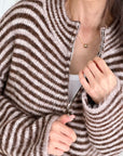Strickjacke, Streifen, Schoko