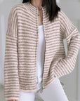 Strickjacke, Streifen, Beige