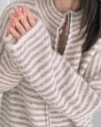 Strickjacke, Streifen, Beige