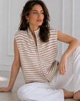 Strickweste, Streifen, Beige