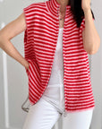 Strickweste, Streifen, Rot