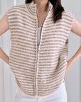 Strickweste, Streifen, Beige