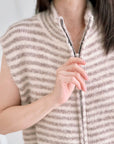 Strickweste, Streifen, Beige