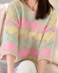 Pullover, Halbarm, bunte-Herzen
